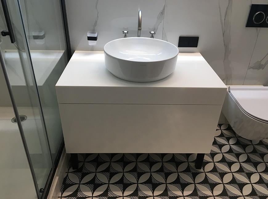 Тумба для ванной из акрилового камня Staron Bright White BW010 – фото 1 – Modern Acrylic Stone