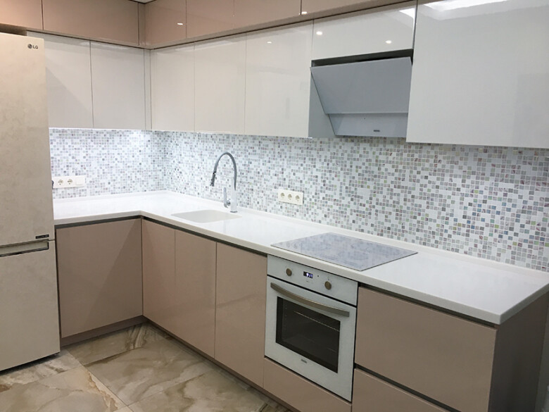 Столешница и литая мойка из акрилового камня Tristone S-203 Snow Pearl – основное фото – Modern Acrylic Stone
