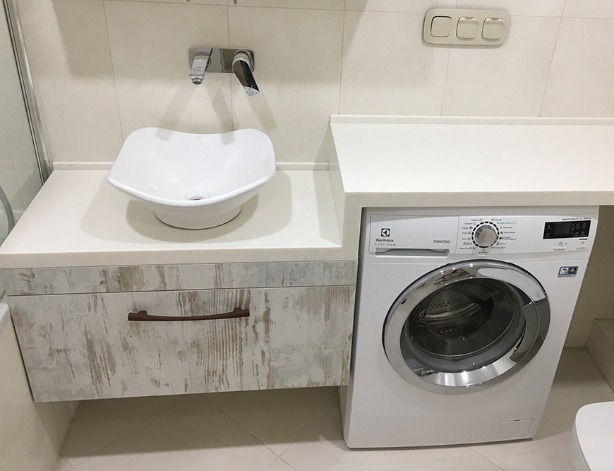 Двухуровневая столешница для ванной Tristone S-110 Cream Sands – фото 1 – Modern Acrylic Stone