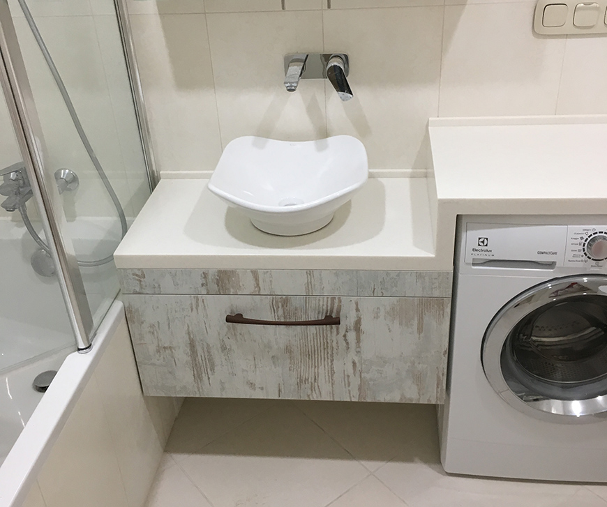 Двухуровневая столешница для ванной Tristone S-110 Cream Sands – фото 3 – Modern Acrylic Stone