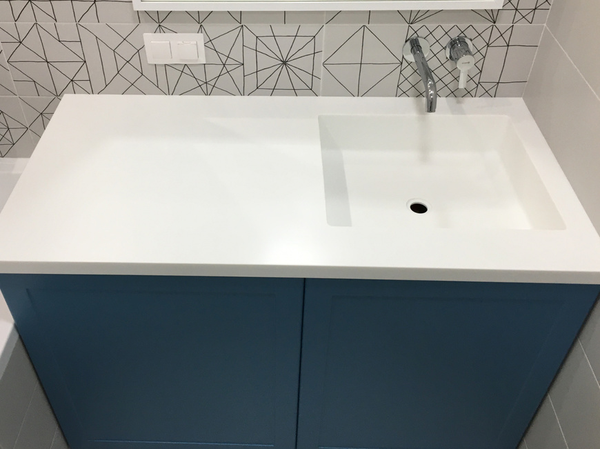 Стільниця з раковиною з акрилового каменю Grandex P-104 Pure White – фото 1 – Modern Acrylic Stone