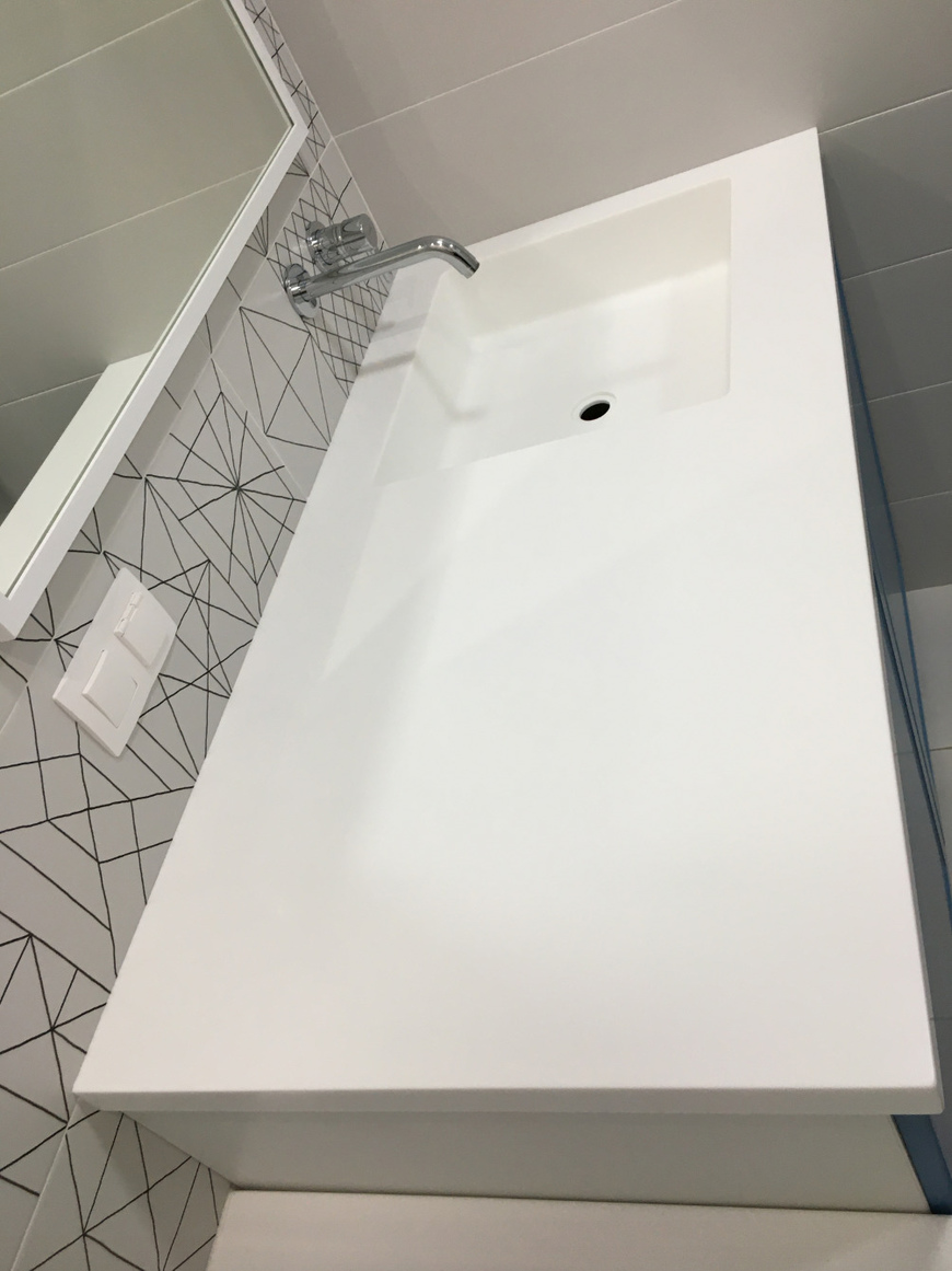 Стільниця з раковиною з акрилового каменю Grandex P-104 Pure White – фото 4 – Modern Acrylic Stone