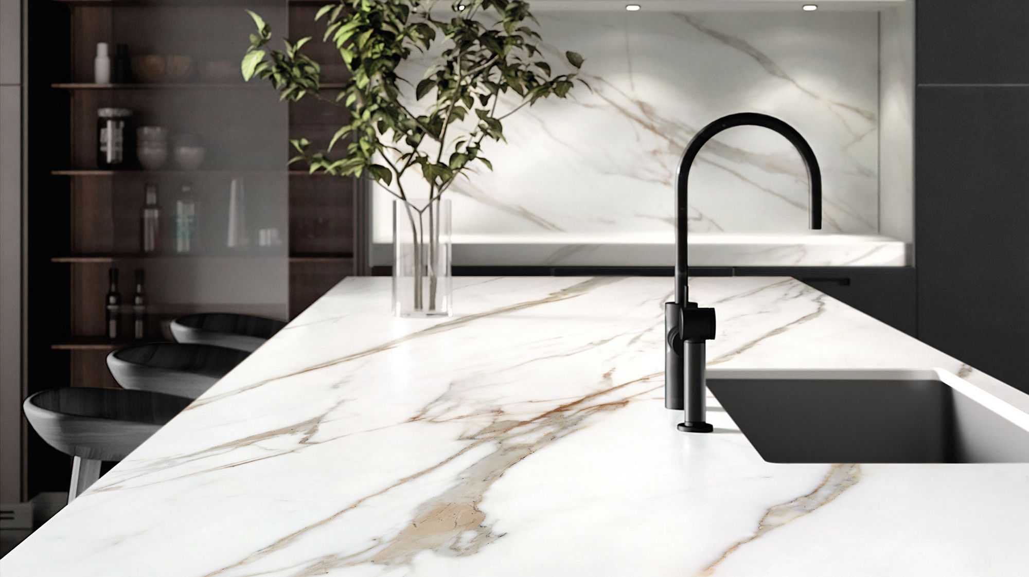 Стільниця-острів з кераміки Laminam – Modern Acrylic Stone