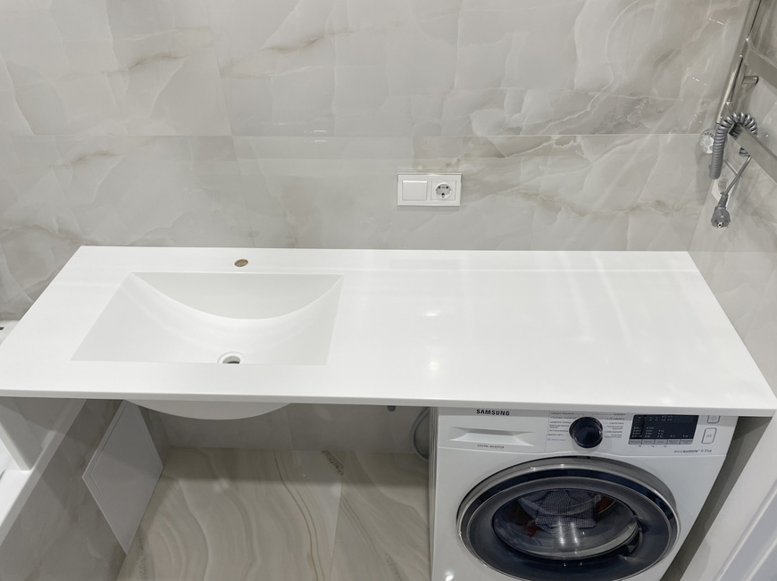 Столешница с литой мойкой из акрила Grandex P-104 Pure White – фото 3 – MAS